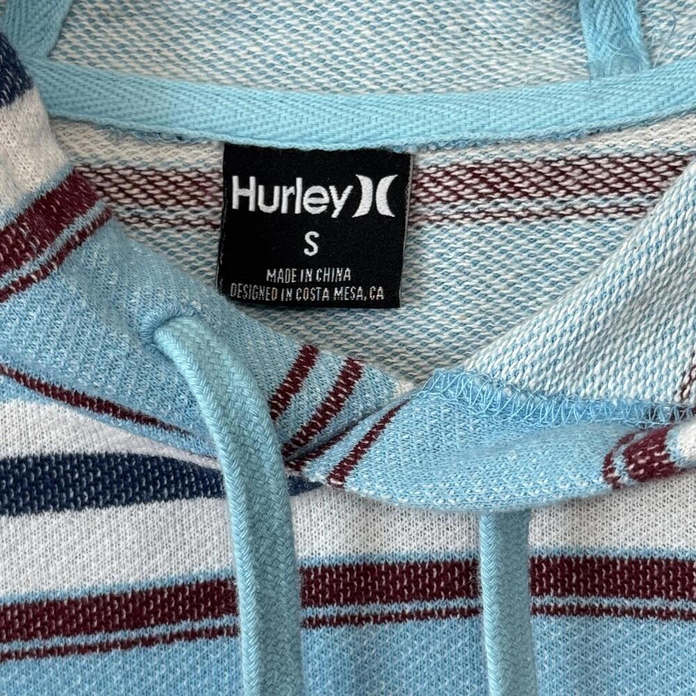 Hurley Surf Beach Hoodie Blue Striped Size Small French Terry Summer Pool - Picture 5 of 7